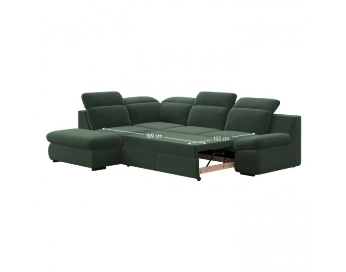 Rohová sedačka s rozkladom a úložným priestorom Loreta Roh L - zelená