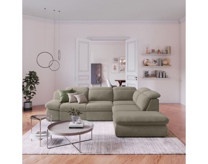 Rohová sedačka s rozkladom a úložným priestorom Loreta Roh P - hnedosivá (taupe)