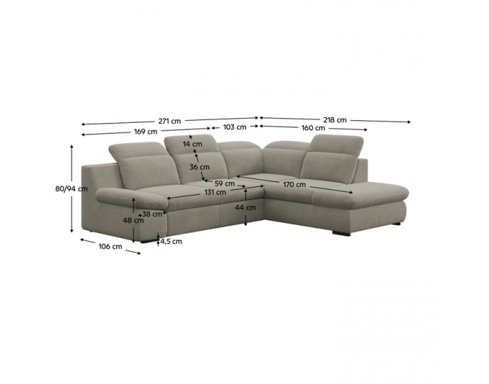 Rohová sedačka s rozkladom a úložným priestorom Loreta Roh P - hnedosivá (taupe)