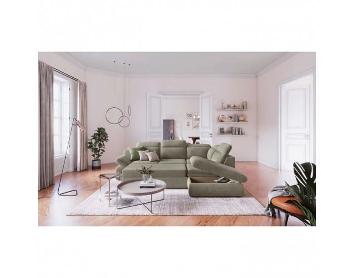 Rohová sedačka s rozkladom a úložným priestorom Loreta Roh P - hnedosivá (taupe)