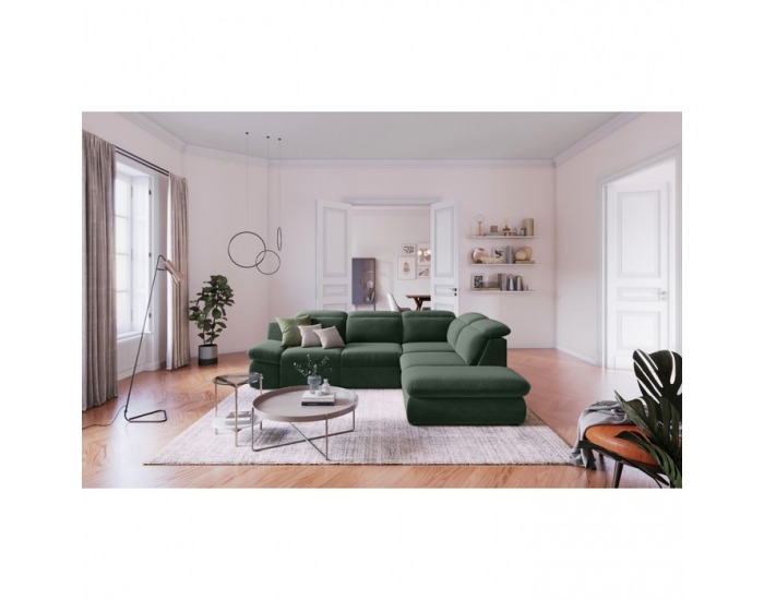 Rohová sedačka s rozkladom a úložným priestorom Loreta Roh P - zelená