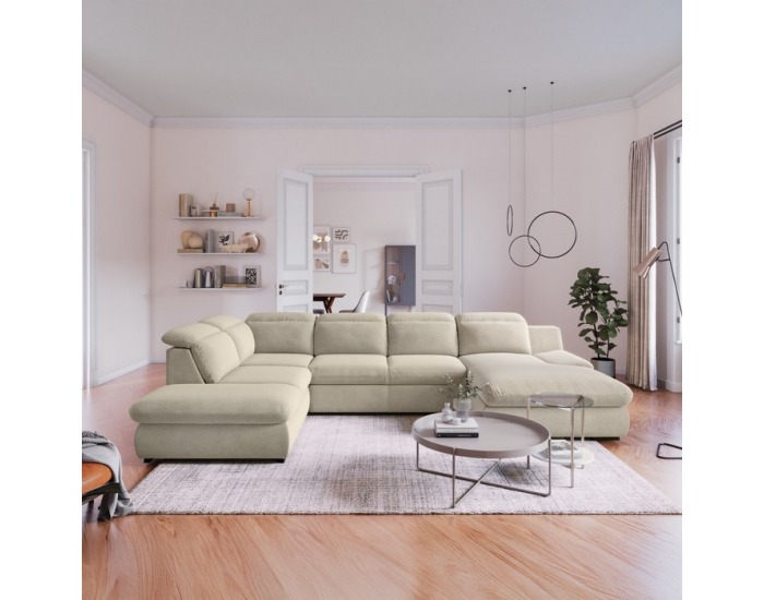 Rohová sedačka U s rozkladom Loreta Roh U L - piesková