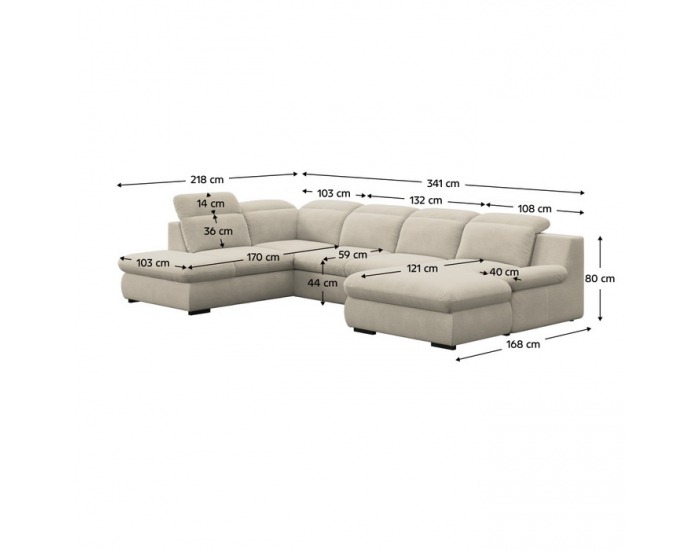 Rohová sedačka U s rozkladom Loreta Roh U L - piesková