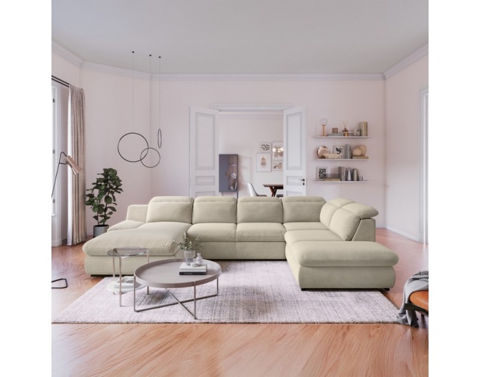 Rohová sedačka U s rozkladom Loreta Roh U P - piesková