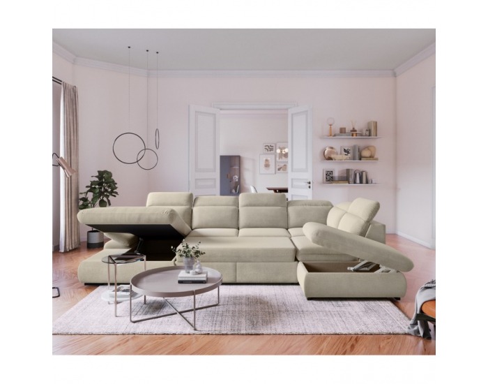 Rohová sedačka U s rozkladom Loreta Roh U P - piesková