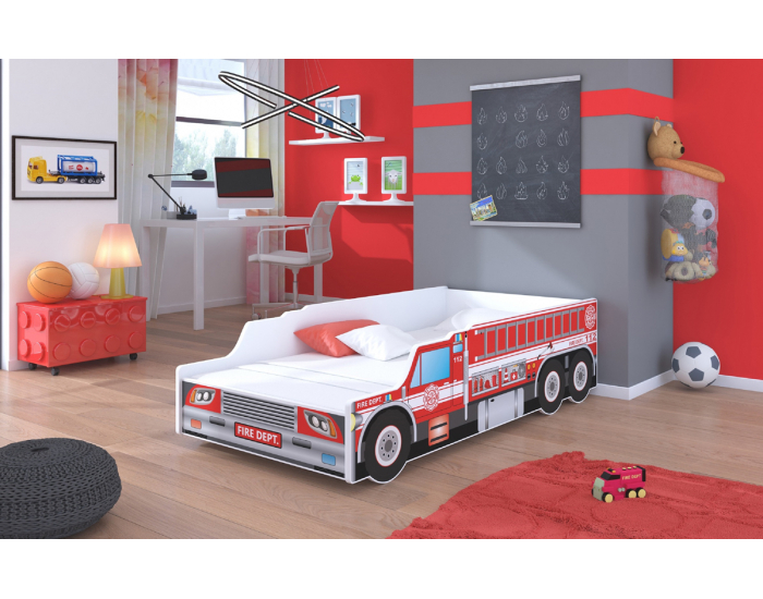 Detská posteľ s matracom Lorry 80x160 cm - červená / biela