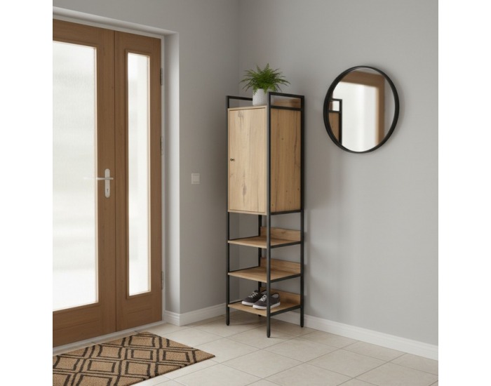 Regál so skrinkou Lorva - dub / čierna