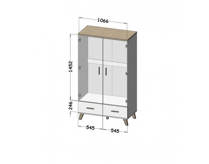 Šatníková skriňa Lotta 2D2S - biela / dub sonoma