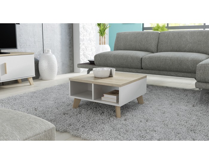 Konferenčný stolík Lotta 60 - biela / dub sonoma