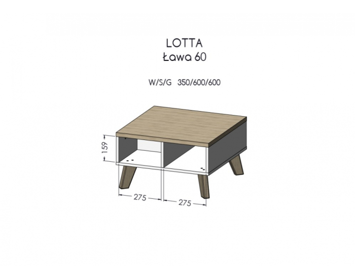 Konferenčný stolík Lotta 60 - biela / dub sonoma