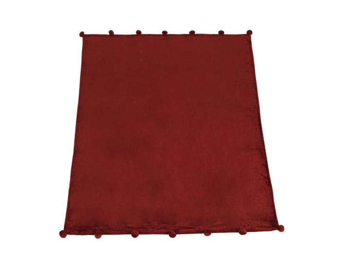 Plyšová deka s brmbolcami Luang 150x200 cm - bordová