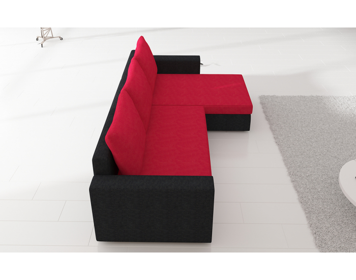 Rohová sedačka s rozkladom a úložným priestorom Lucca L/P - červená / čierna