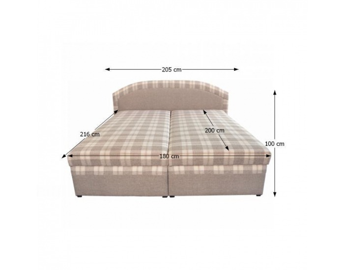 Čalúnená manželská posteľ s úložným priestorom Lucia 180 - béžová / karo