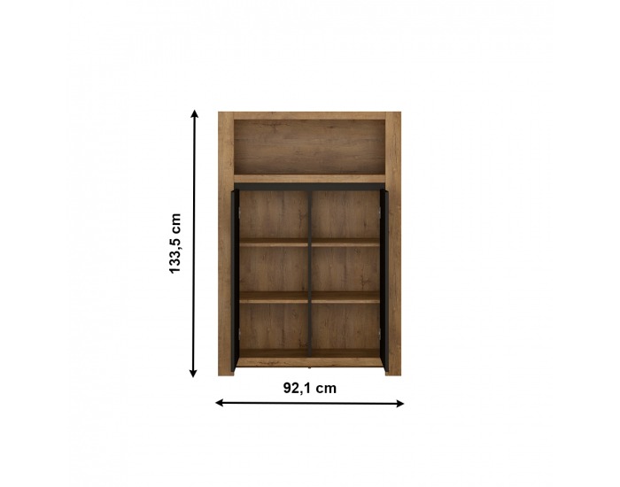 Dvojdverová komoda Lucita HAVK01 - dub lefkas tmavý / čierna