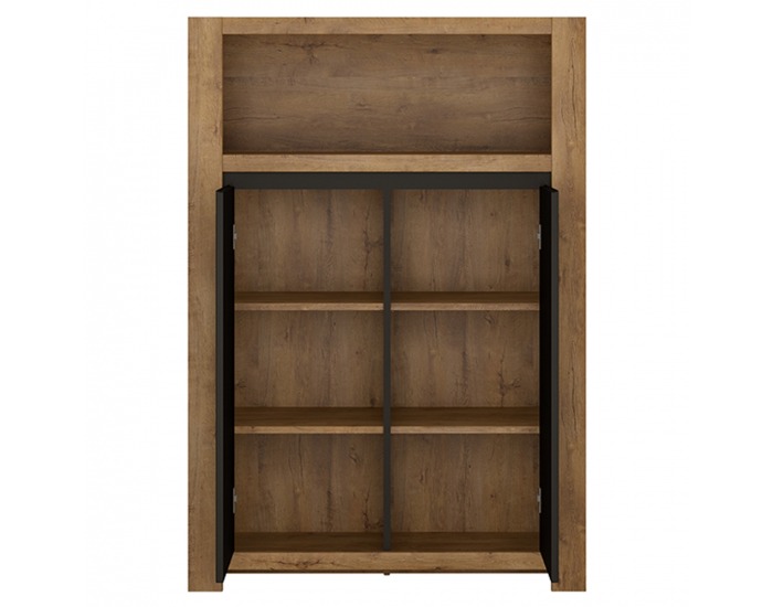 Dvojdverová komoda Lucita HAVK01 - dub lefkas tmavý / čierna