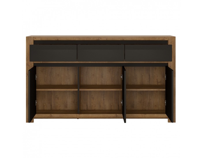 Dvojdverová komoda Lucita HAVK03 - dub lefkas tmavý / čierna