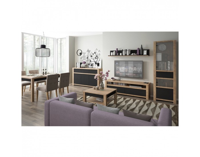 Konferenčný stolík Lucita HAVT01 - dub lefkas tmavý / čierna