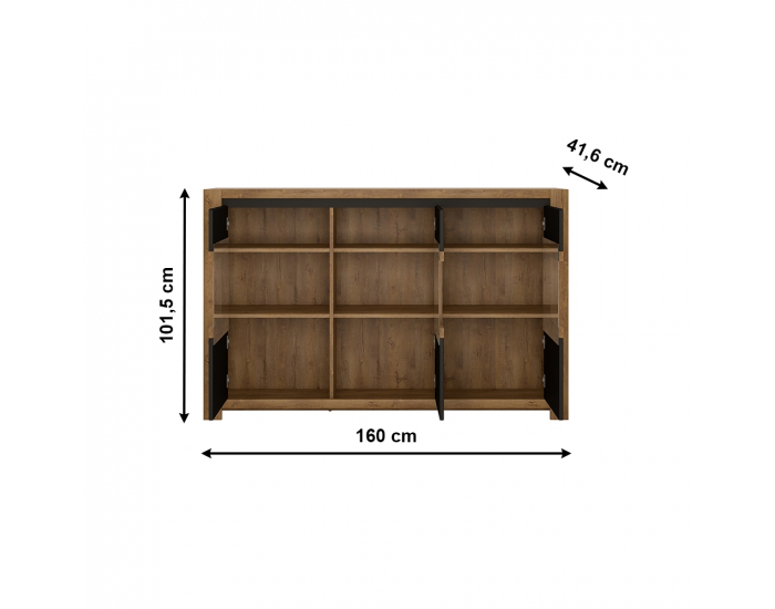 Trojdverová komoda Lucita HAVV03 - dub lefkas tmavý / čierna