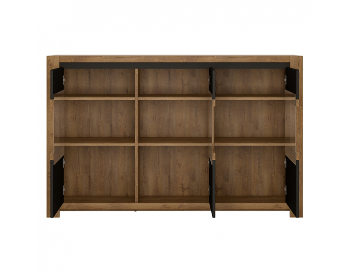 Trojdverová komoda Lucita HAVV03 - dub lefkas tmavý / čierna