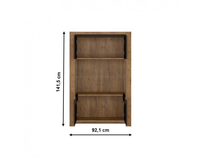 Dvojdverová vitrína Lucita HAVV06 - dub lefkas tmavý / čierna