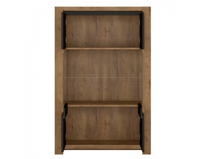 Dvojdverová vitrína Lucita HAVV06 - dub lefkas tmavý / čierna