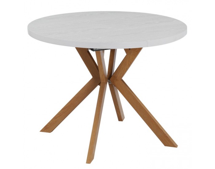 Rozkladací jedálenský stôl Lukos 100-250/75,5 cm - biela / dub
