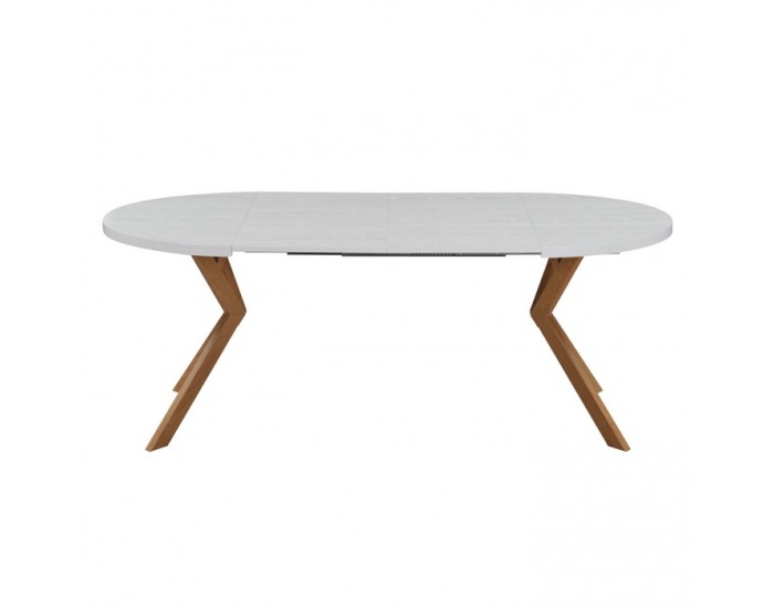 Rozkladací jedálenský stôl Lukos 100-250/75,5 cm - biela / dub