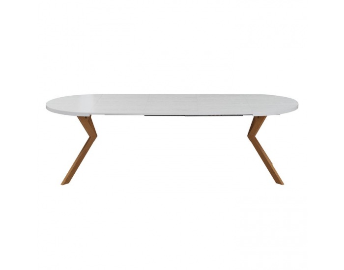 Rozkladací jedálenský stôl Lukos 100-250/75,5 cm - biela / dub