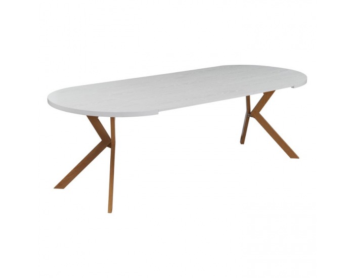 Rozkladací jedálenský stôl Lukos 100-250/75,5 cm - biela / dub