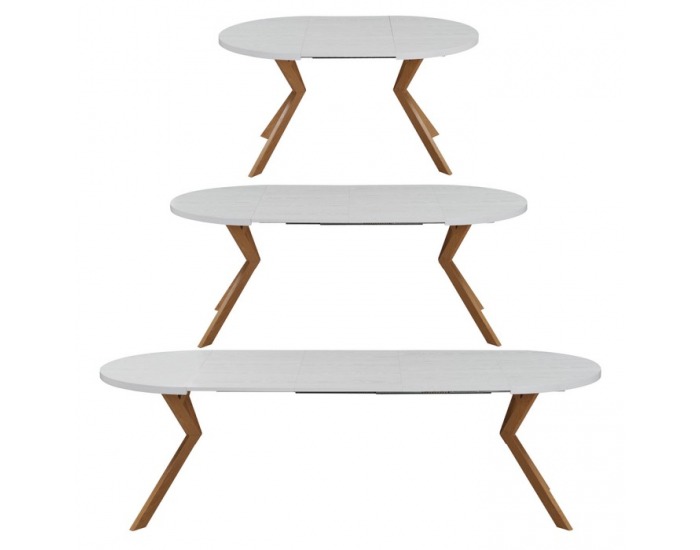 Rozkladací jedálenský stôl Lukos 100-250/75,5 cm - biela / dub