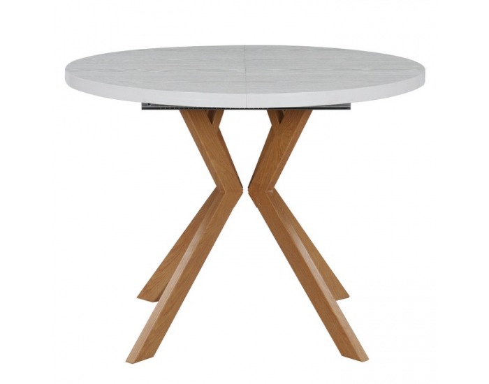 Rozkladací jedálenský stôl Lukos 100-250/75,5 cm - biela / dub