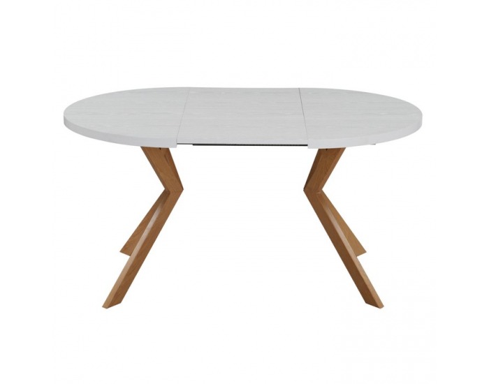 Rozkladací jedálenský stôl Lukos 100-250/75,5 cm - biela / dub