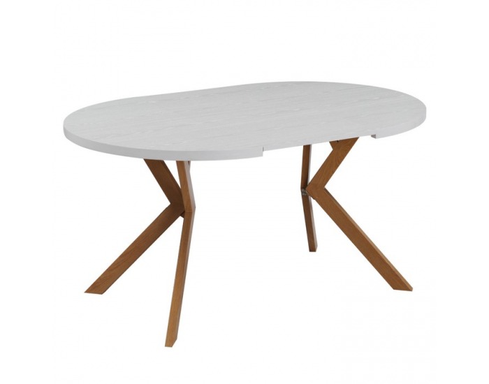 Rozkladací jedálenský stôl Lukos 100-250/75,5 cm - biela / dub