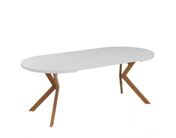 Rozkladací jedálenský stôl Lukos 100-250/75,5 cm - biela / dub