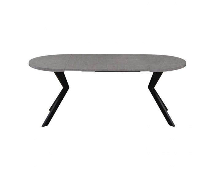 Rozkladací jedálenský stôl Lukos 100-250/75,5 cm - svetlý betón / čierna