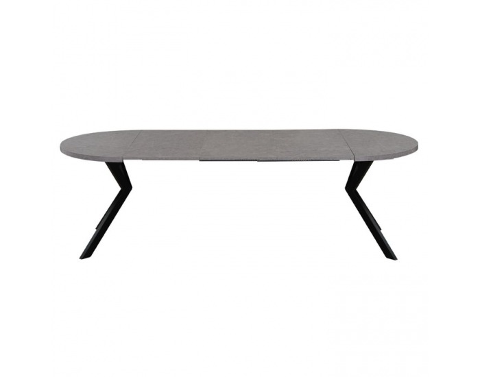 Rozkladací jedálenský stôl Lukos 100-250/75,5 cm - svetlý betón / čierna