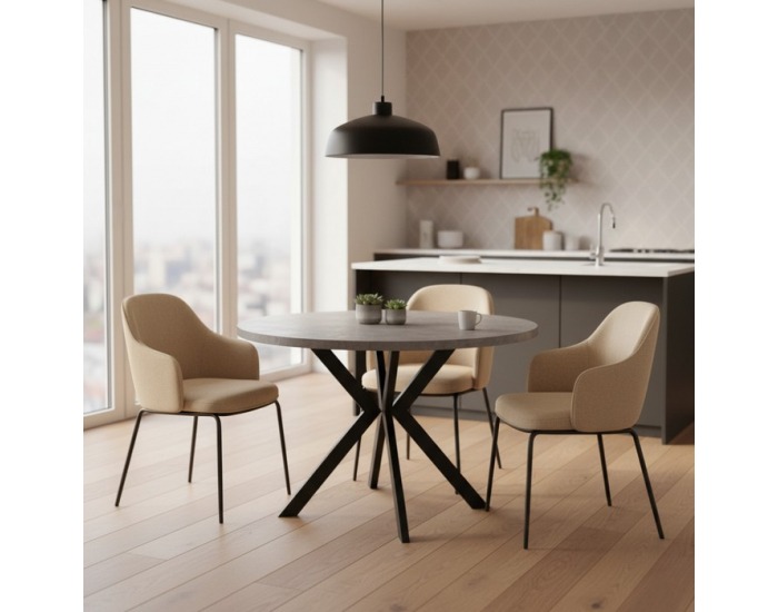 Rozkladací jedálenský stôl Lukos 100-250/75,5 cm - svetlý betón / čierna