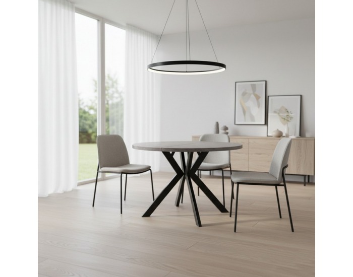 Rozkladací jedálenský stôl Lukos 100-250/75,5 cm - svetlý betón / čierna