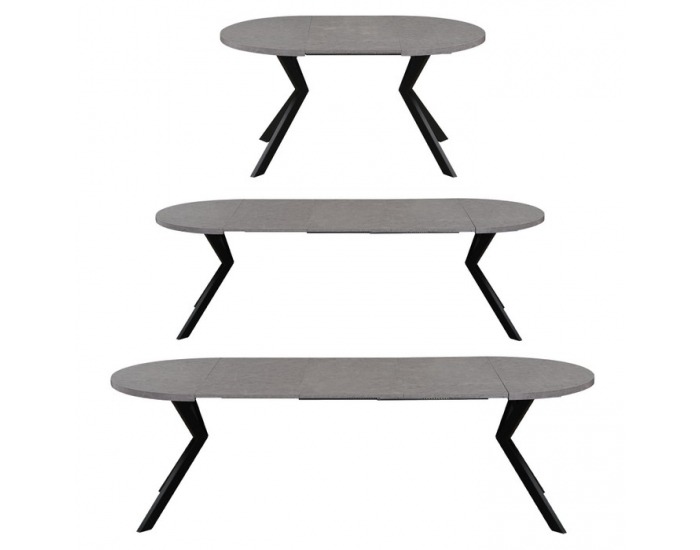 Rozkladací jedálenský stôl Lukos 100-250/75,5 cm - svetlý betón / čierna