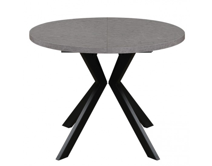 Rozkladací jedálenský stôl Lukos 100-250/75,5 cm - svetlý betón / čierna