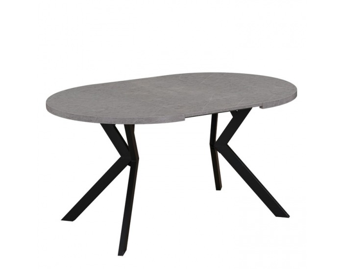 Rozkladací jedálenský stôl Lukos 100-250/75,5 cm - svetlý betón / čierna