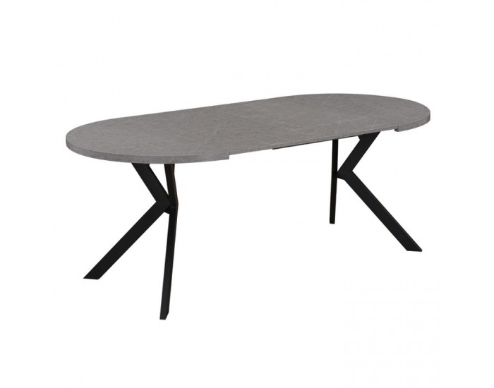 Rozkladací jedálenský stôl Lukos 100-250/75,5 cm - svetlý betón / čierna