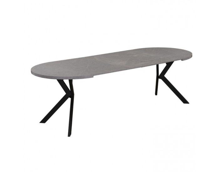Rozkladací jedálenský stôl Lukos 100-250/75,5 cm - svetlý betón / čierna