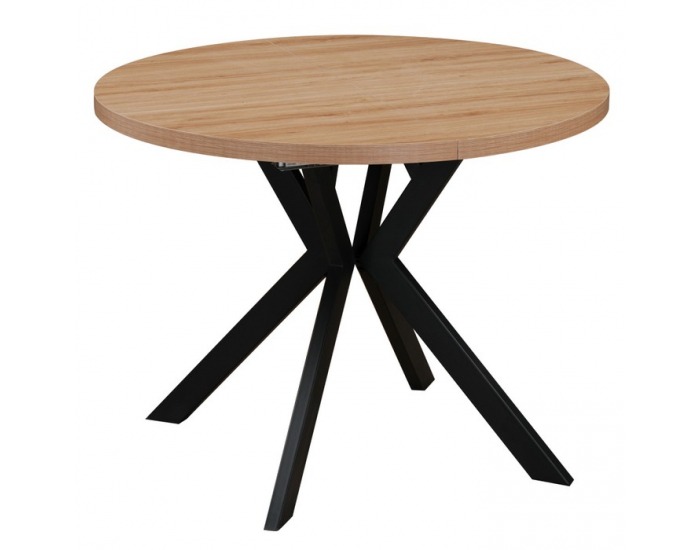 Rozkladací jedálenský stôl Lukos 100-250/75,5 cm - svetlý dub / čierna