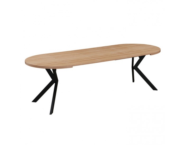 Rozkladací jedálenský stôl Lukos 100-250/75,5 cm - svetlý dub / čierna