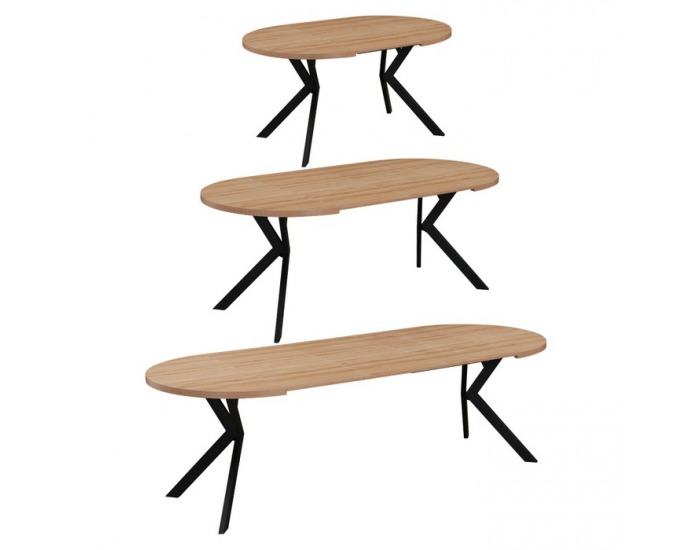 Rozkladací jedálenský stôl Lukos 100-250/75,5 cm - svetlý dub / čierna