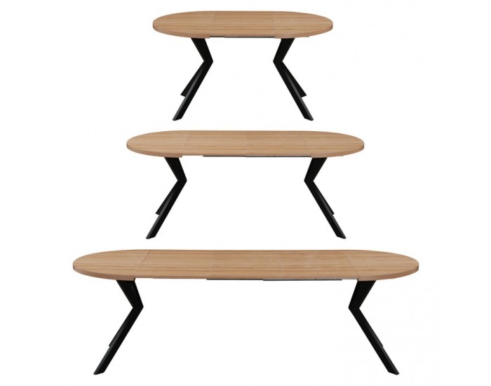 Rozkladací jedálenský stôl Lukos 100-250/75,5 cm - svetlý dub / čierna