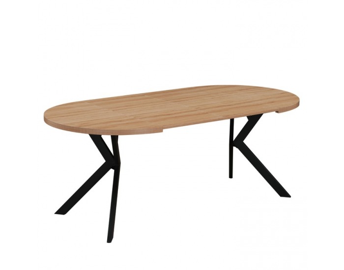 Rozkladací jedálenský stôl Lukos 100-250/75,5 cm - svetlý dub / čierna