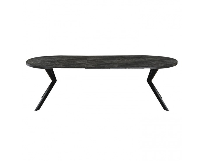 Rozkladací jedálenský stôl Lukos 100-250/75,5 cm - tmavý betón / čierna