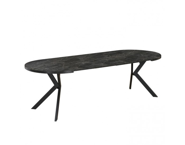 Rozkladací jedálenský stôl Lukos 100-250/75,5 cm - tmavý betón / čierna